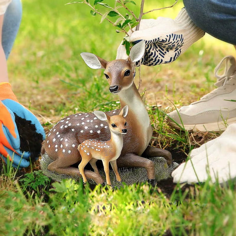 2D Elk Stakes Garden Decor Plastic Lifelike Deer Stake for Outdoor Lawn and Yard Plant Pot Potted Landscape Art Craft Ornaments