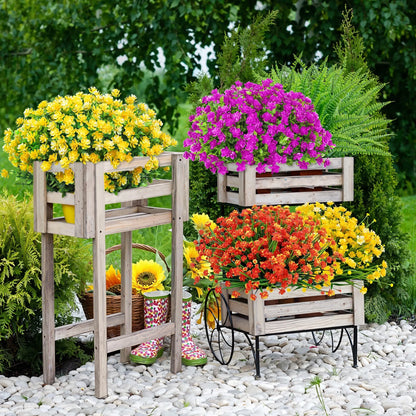 12 Bundles Artificial Flowers for Outdoors, Faux Flowers Fake Plastic Plants for Spring Summer outside Indoor Home Garden Decoration, Yellow