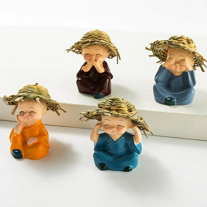 4Pc Garden Decor Statue,Garden Statues,Garden Ornaments for outside Garden,Garden Decorations Outdoor Clearance Resin