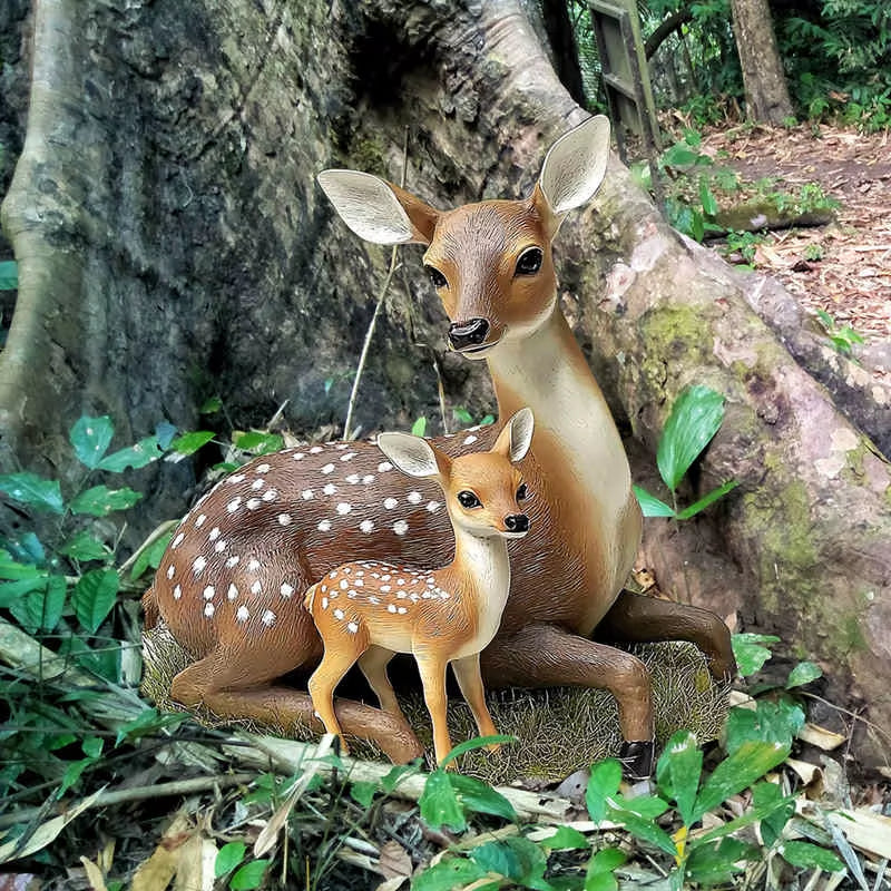 2D Elk Stakes Garden Decor Plastic Lifelike Deer Stake for Outdoor Lawn and Yard Plant Pot Potted Landscape Art Craft Ornaments