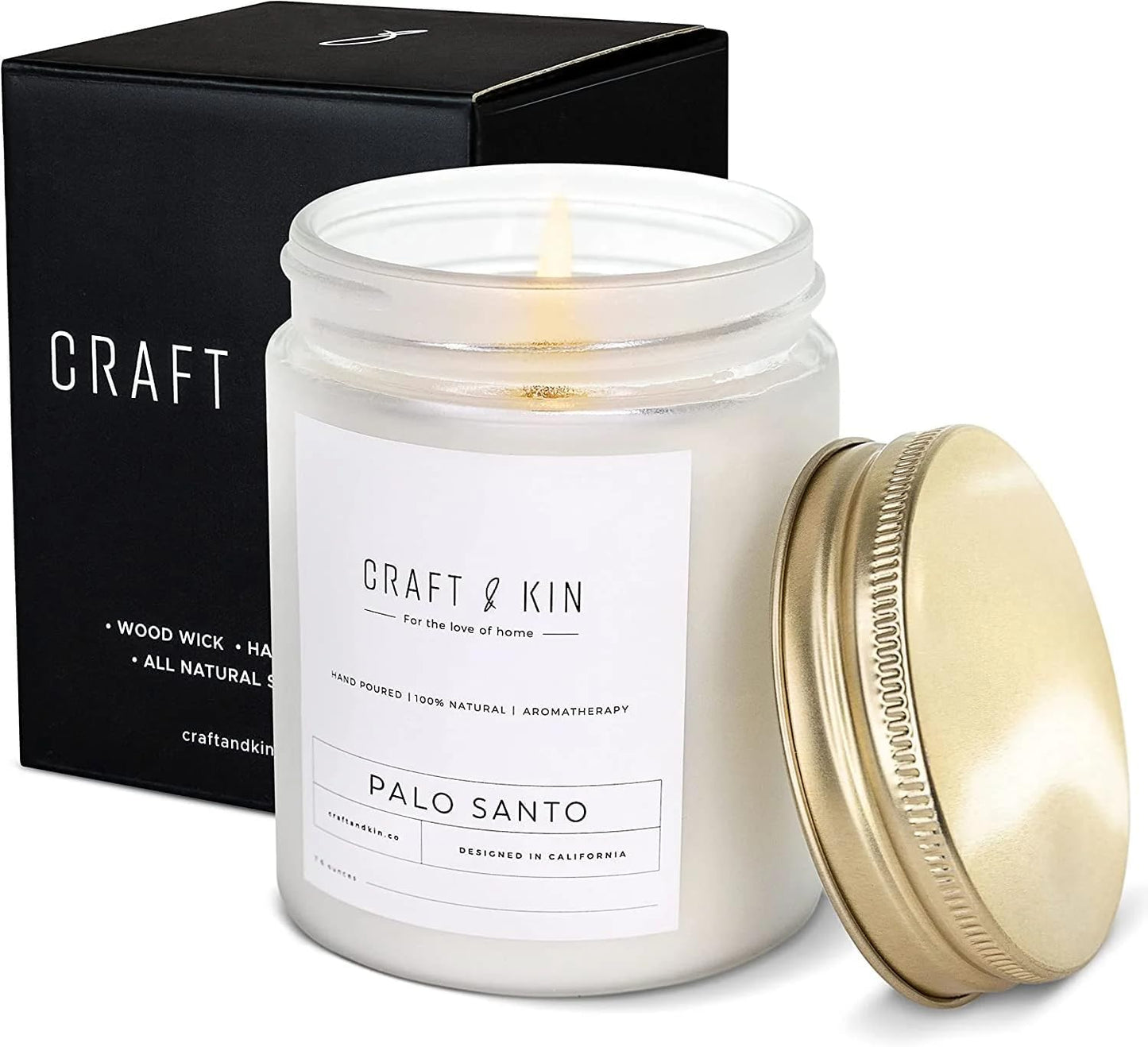 Palo Santo Christmas Scented Candle | 8 Oz 45 Hour Long Lasting | Classic Soy Woodwick Winter Candles | Made with Natural Soy | Holiday Candles Gifts for Men and Women
