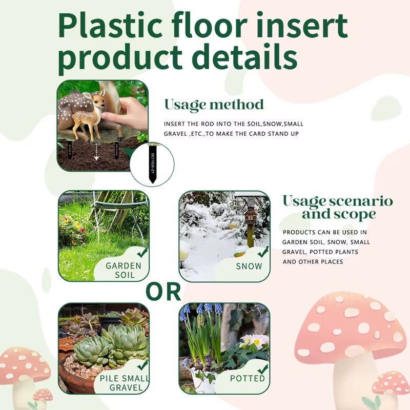 2D Elk Stakes Garden Decor Plastic Lifelike Deer Stake for Outdoor Lawn and Yard Plant Pot Potted Landscape Art Craft Ornaments