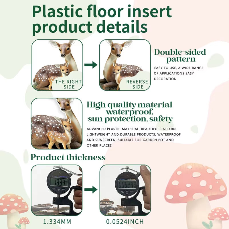 2D Elk Stakes Garden Decor Plastic Lifelike Deer Stake for Outdoor Lawn and Yard Plant Pot Potted Landscape Art Craft Ornaments