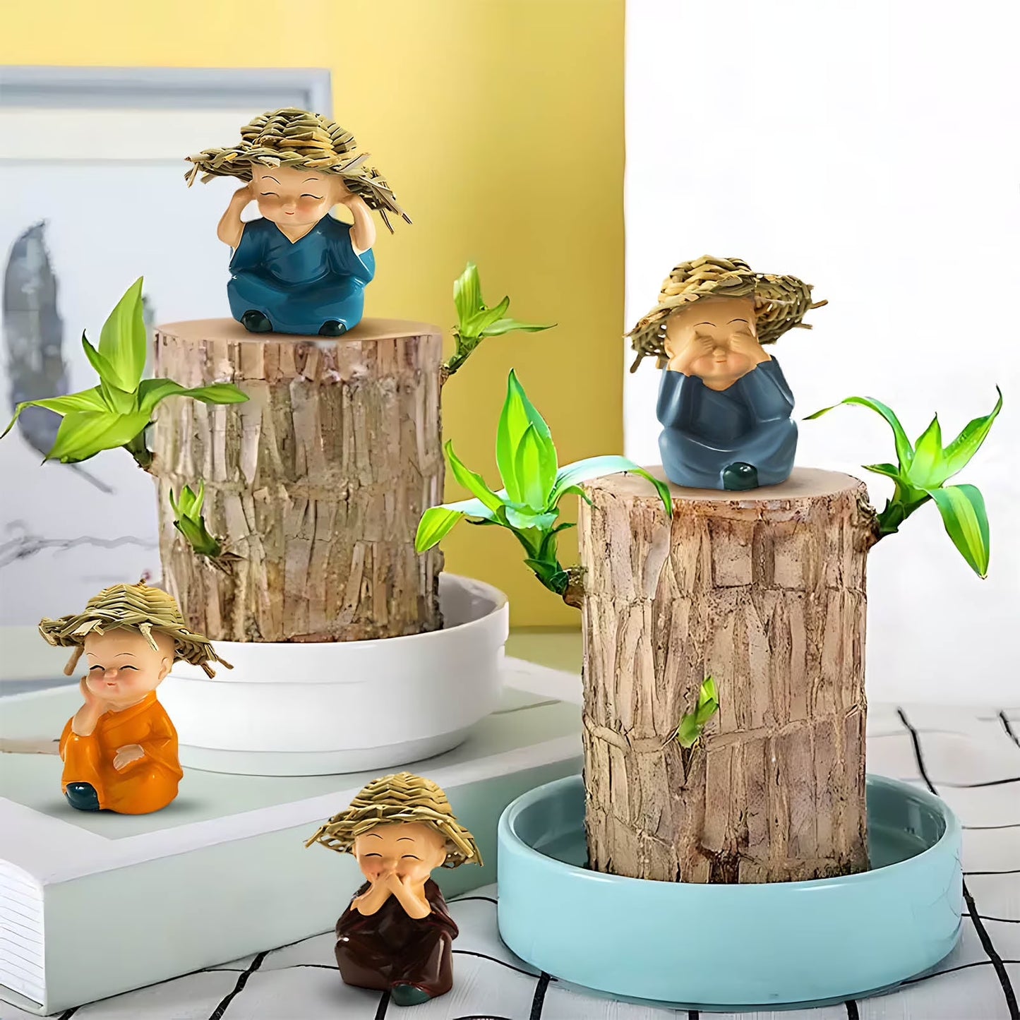 4Pc Garden Decor Statue,Garden Statues,Garden Ornaments for outside Garden,Garden Decorations Outdoor Clearance Resin