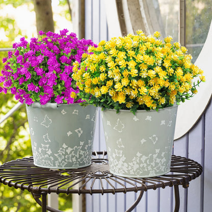 12 Bundles Artificial Flowers for Outdoors, Faux Flowers Fake Plastic Plants for Spring Summer outside Indoor Home Garden Decoration, Yellow