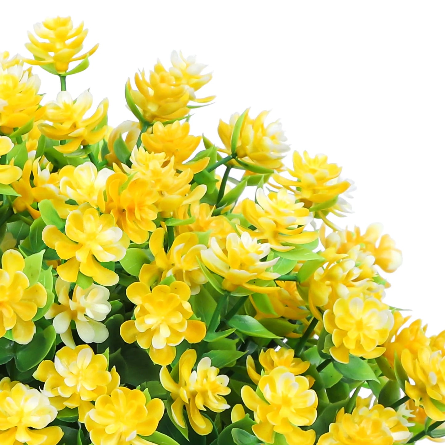 12 Bundles Artificial Flowers for Outdoors, Faux Flowers Fake Plastic Plants for Spring Summer outside Indoor Home Garden Decoration, Yellow